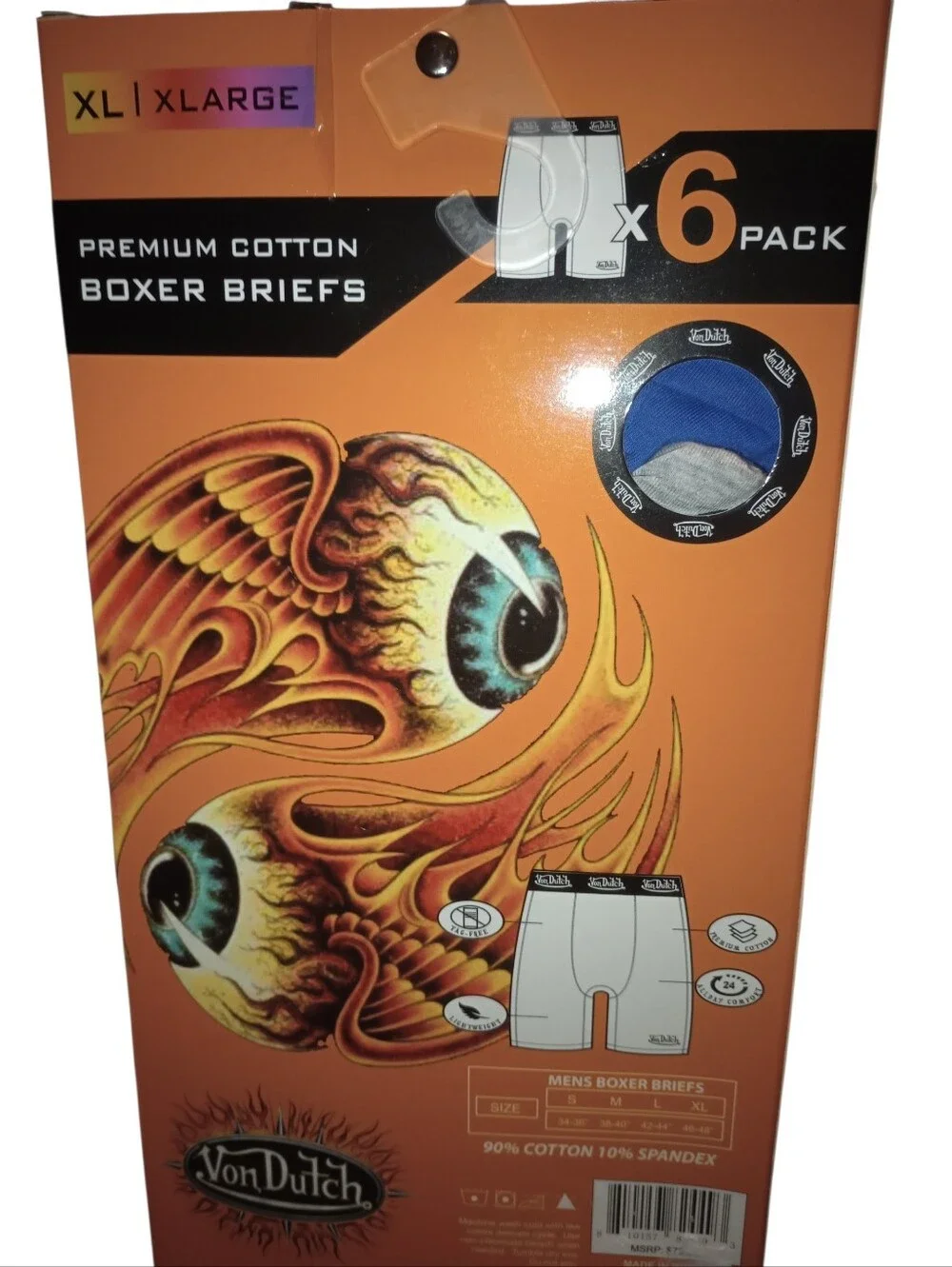 Von Dutch Cotton Boxer Brief 6-Pack, Size XL, New In Sealed Box, NWT